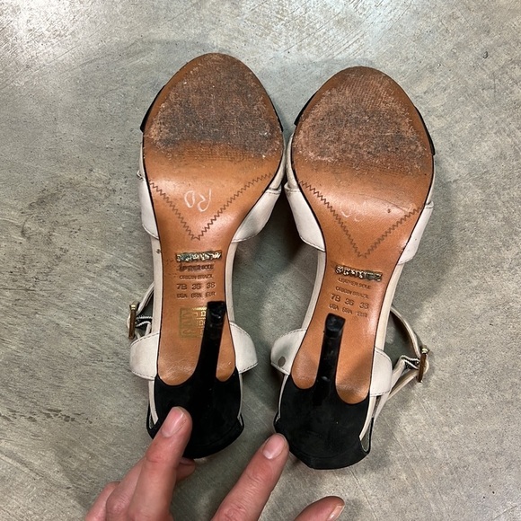 SCHULTZ Beige/Black Heels Size 7B - Picture 4 of 4